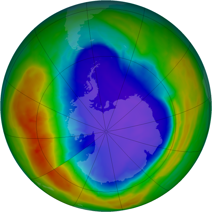 Antarctic ozone map for 27 September 2014